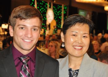 Fletcher Fian School senior Caleb Camobell, left, with his ma teacher, Inju Snyder. PHOTO PROVIDED