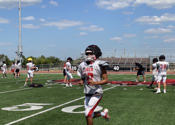 Elgin Owls football players put in work Friday, Aug. 12 as they look to compete with other 5A schools. PHOTO BY CURTIS AWBREY