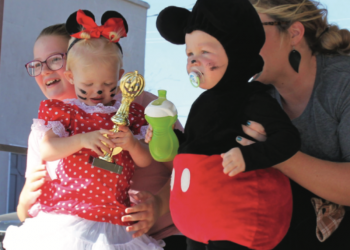 Mickey and Minnie Mouse took first place in the costume contest’s 0-3 age category