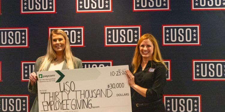 Fort Sill USO Receives $30,000 donation from Paycom, enriching programs for military families