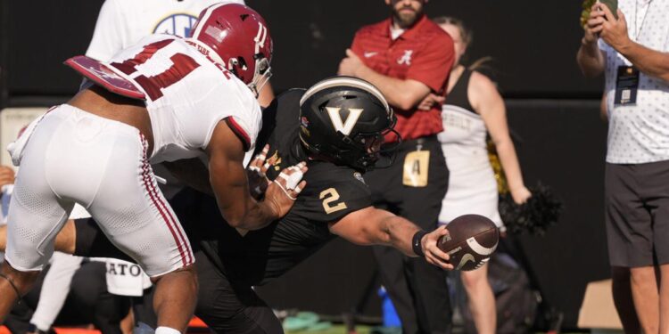 Vanderbilt takes down No. 1 Alabama, 40-35