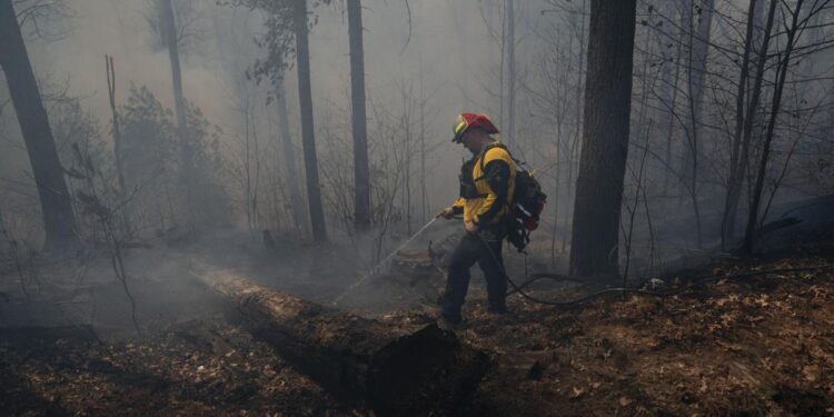 Drought, wind, and debris from recent hurricanes are stoking fires across the US